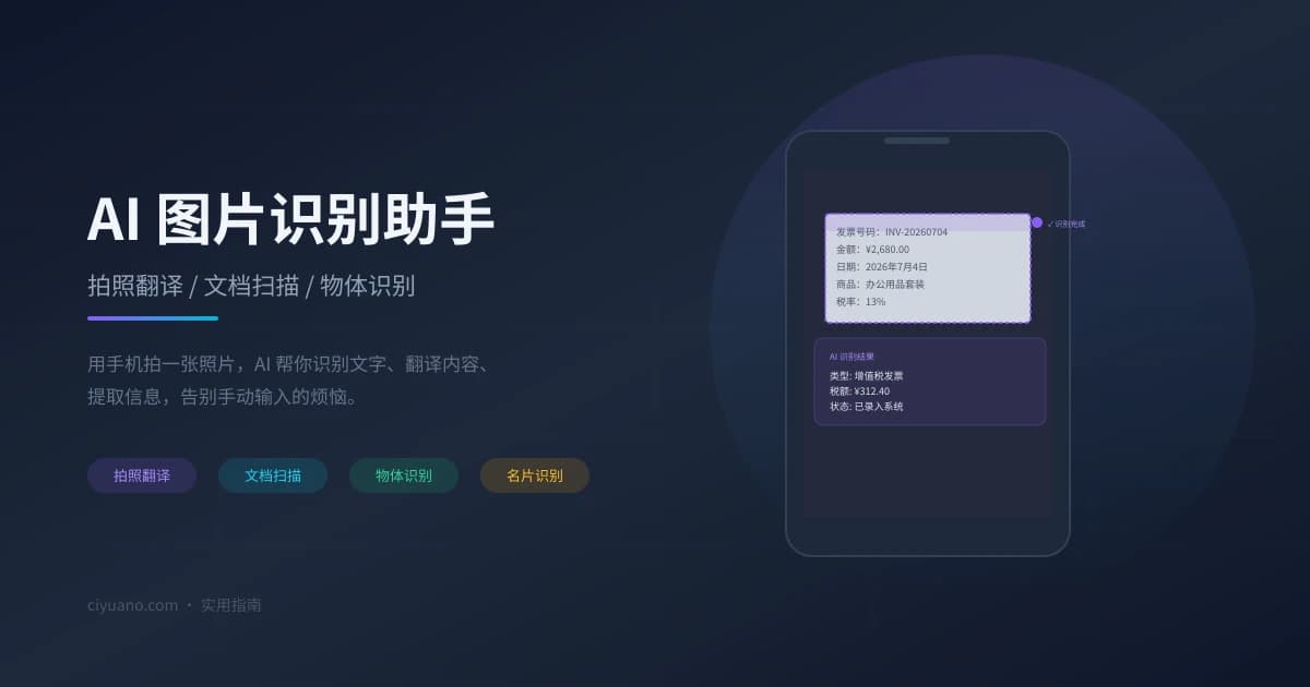 AI 图片识别助手实用指南：拍照翻译、文档扫描、物体识别一步到位