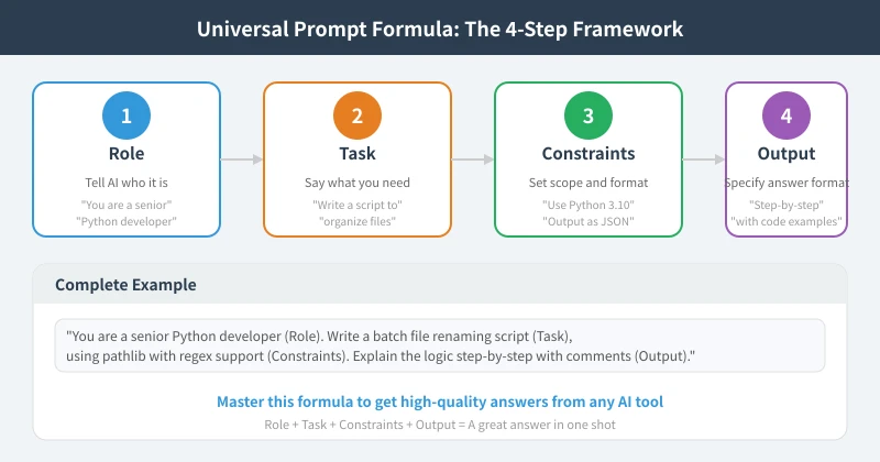 Universal prompt formula: the 4-step framework