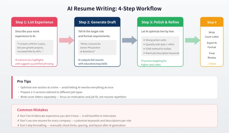 AI resume writing four-step process