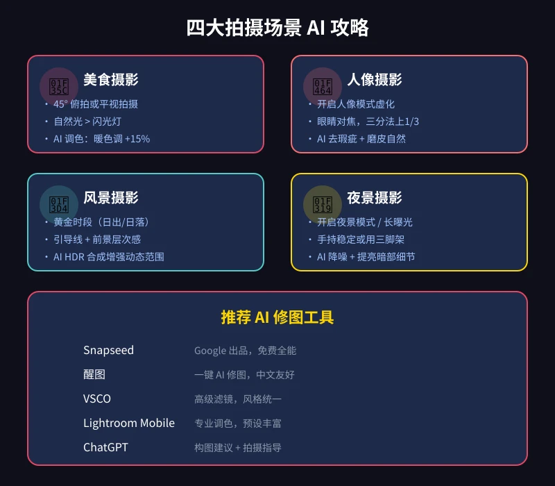 四大拍摄场景 AI 攻略