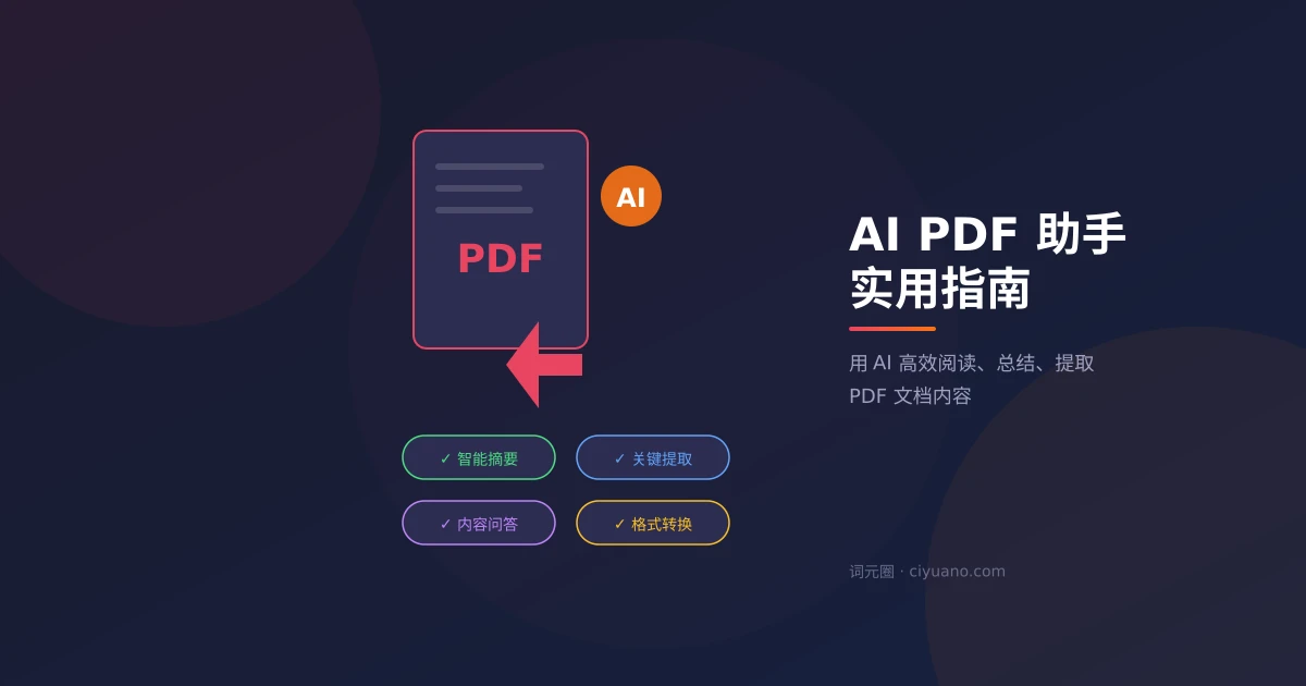 AI PDF 助手实用指南:上传文档、智能摘要、内容提取一步到位