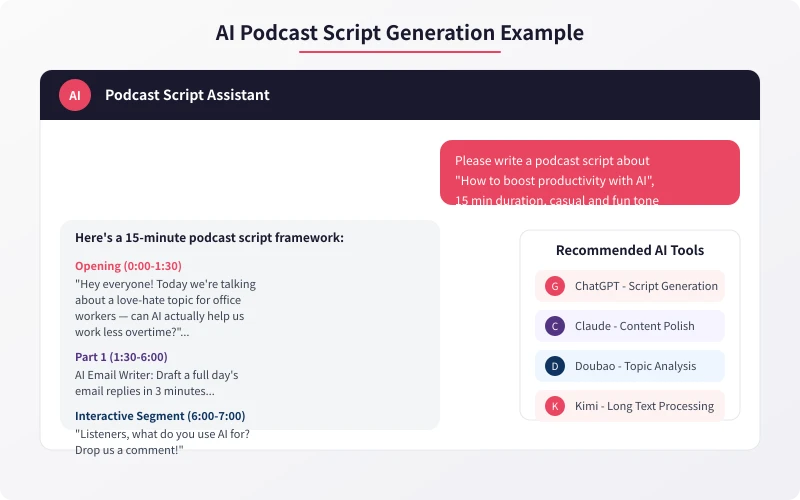 AI Podcast Script Generation Example