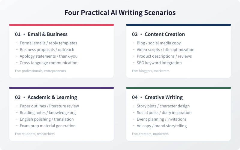 Four Practical AI Writing Scenarios