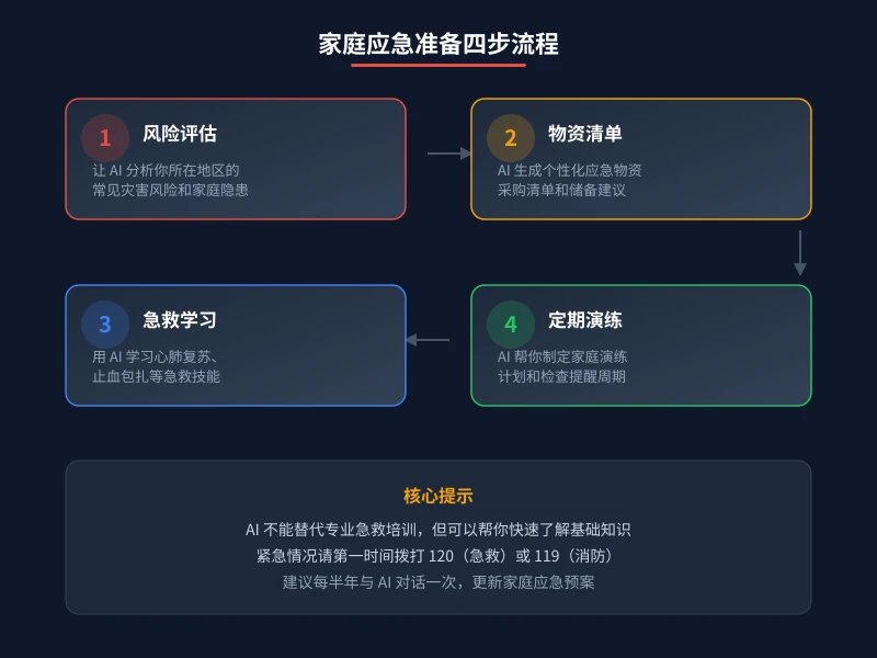 家庭应急准备四步流程