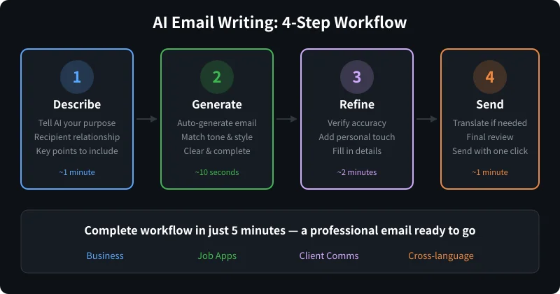 Four-step AI email writing workflow