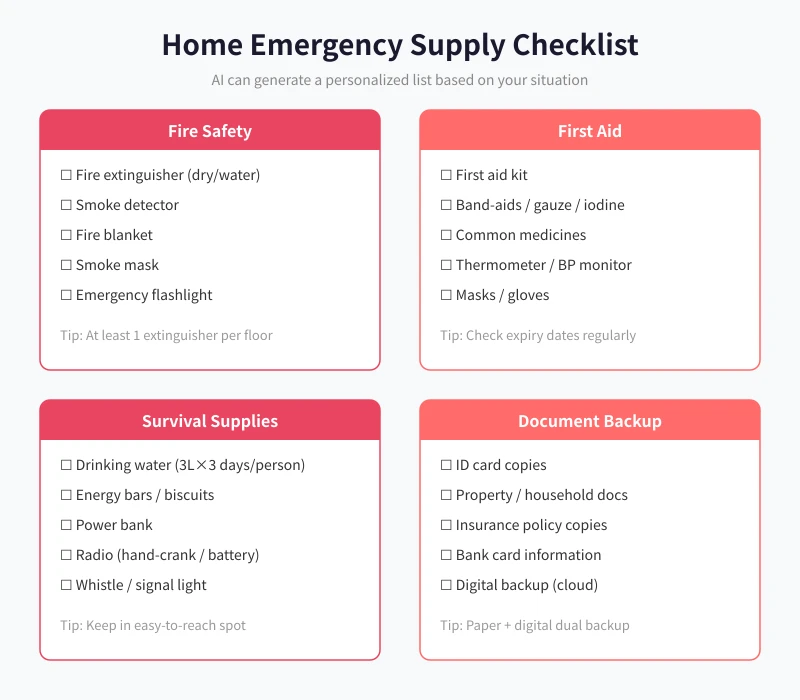 Home Emergency Supply Checklist