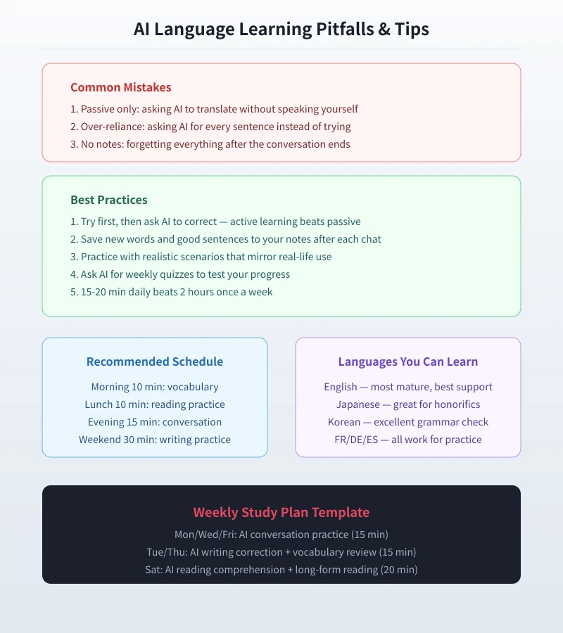 AI Language Learning Pitfalls and Study Plan