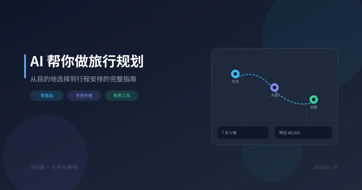 AI 帮你做旅行规划：从目的地选择到行程安排的完整指南